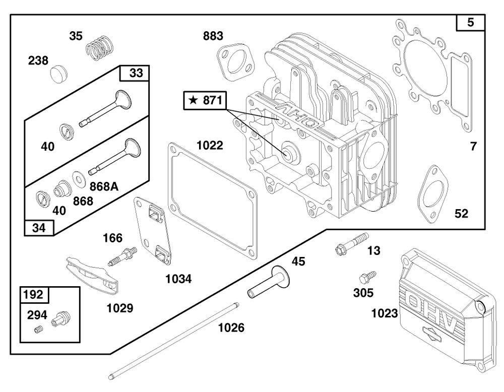 Engine Briggs & Stratton Model 28n777-0174-01 Diagram and Parts List for 71219 7900001 - 7999999 Toro Lawn Tractor