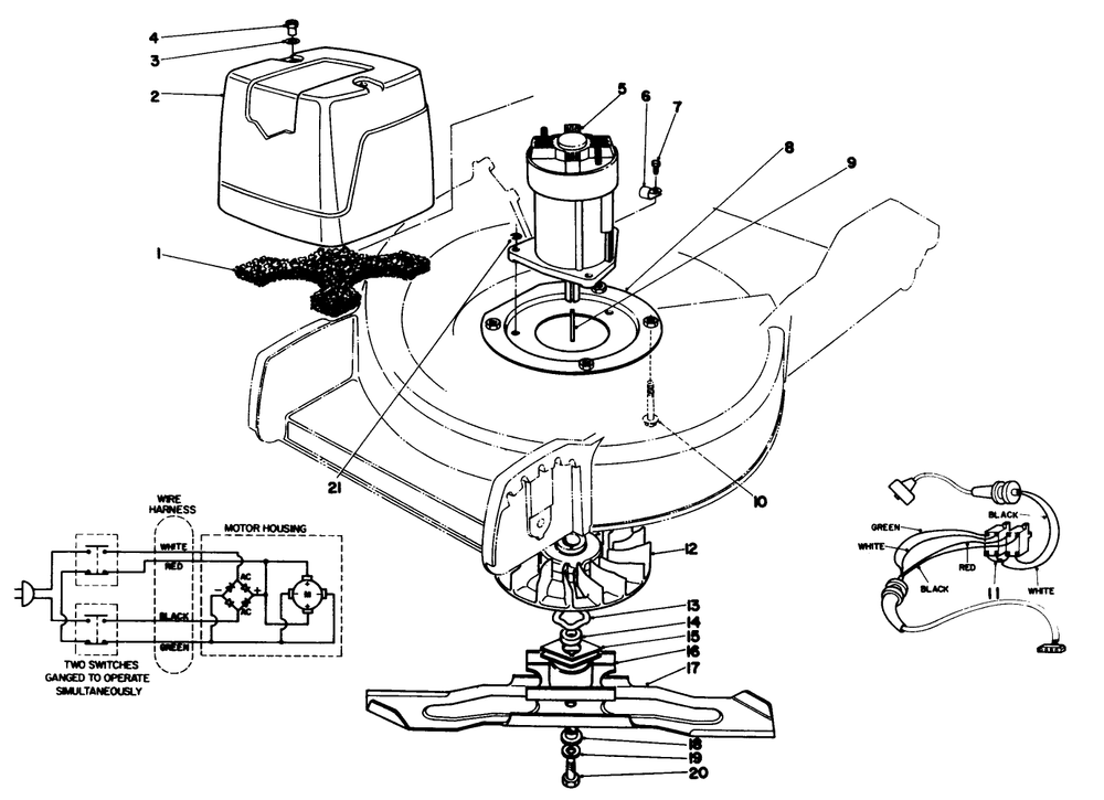Motor & Blade Assembly Diagram and Parts List for 20564 0000001 - 0999999 Toro Lawn Mower