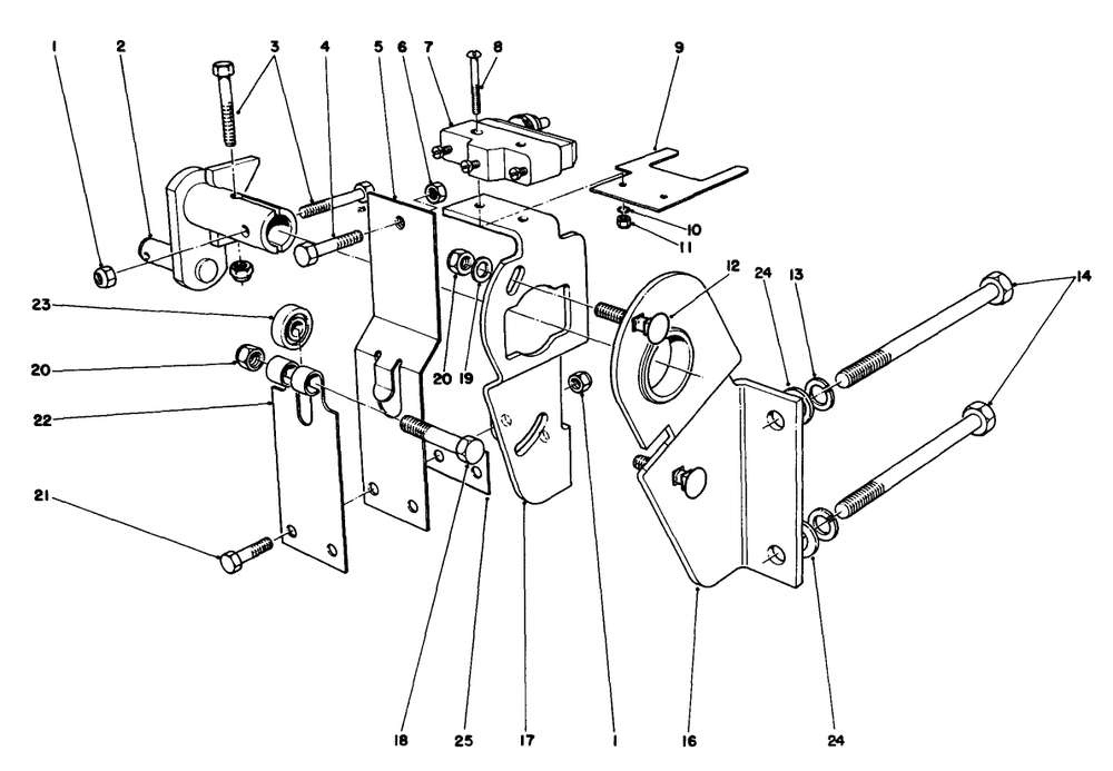 Transmission Interlock Assembly Diagram and Parts List for 30798 0000001 - 0999999 Toro Lawn Tractor