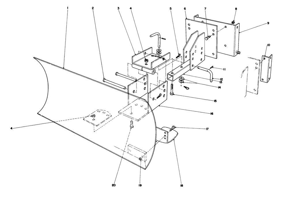 Grader Blade Assembly Model No. 59099 (Optional) Diagram and Parts List for 38150 4000001 - 4999999 Toro Snow Blower