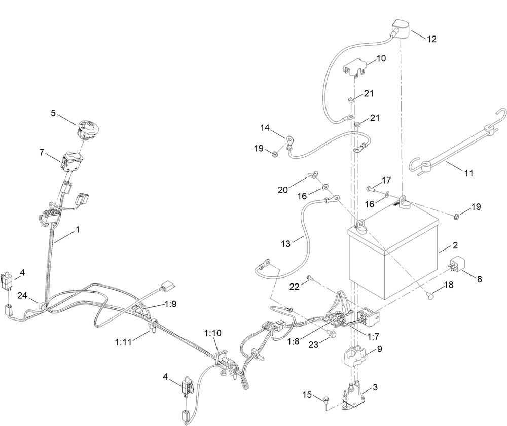 Electrical Assembly Diagram and Parts List for 77507 417500000 - 417531499 Toro Lawn Tractor