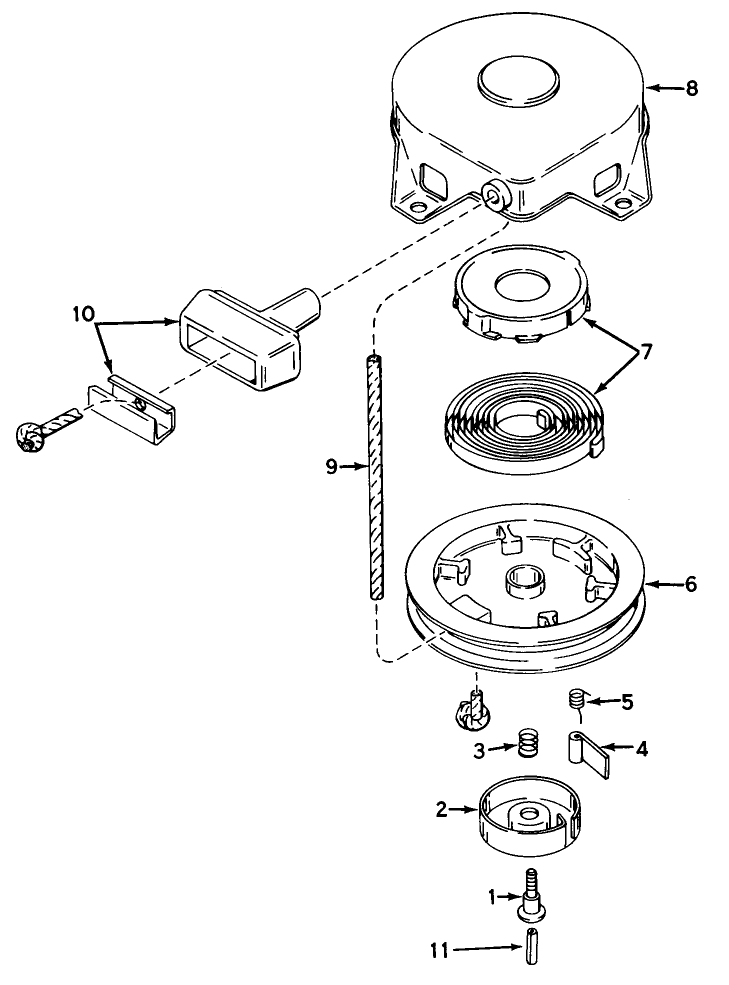 Rewind Starter No. 590420 Diagram and Parts List for 23267 3000001 - 3999999 Toro Lawn Mower