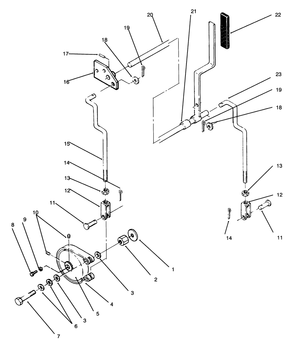 Parking Brake Diagram and Parts List for 74140 49000001 - 49999999 Toro Lawn Tractor
