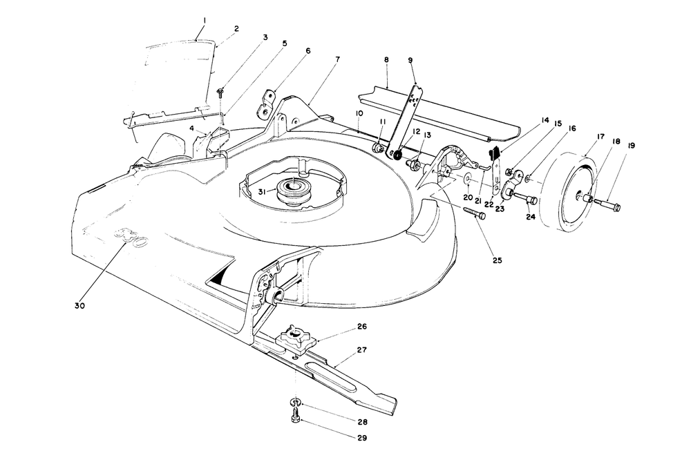 Housing Assembly Diagram and Parts List for 16212 5000001 - 5999999 Toro Lawn Mower