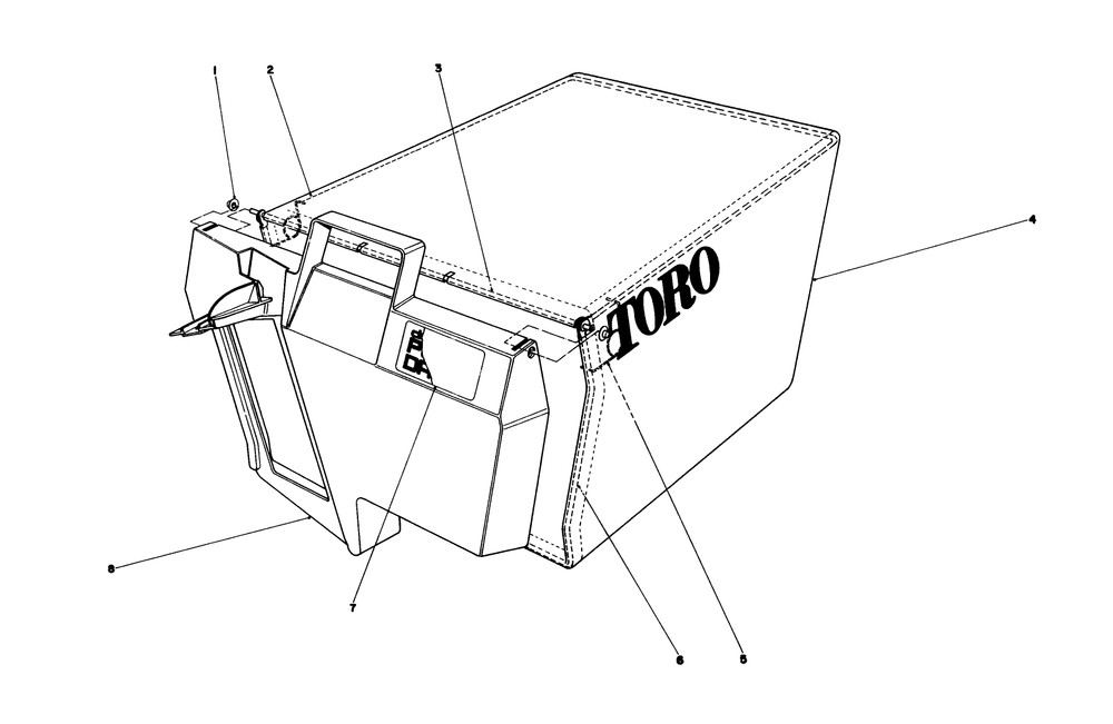 Grass Bag Assembly Diagram and Parts List for 20790 0000001 - 0999999 Toro Lawn Mower