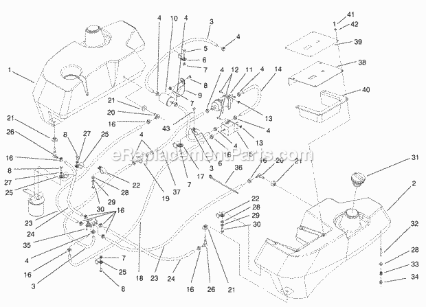 Tank And Fuel Lines Assembly Diagram and Parts List for 74219 200000001-200999999 Toro Lawn Mower