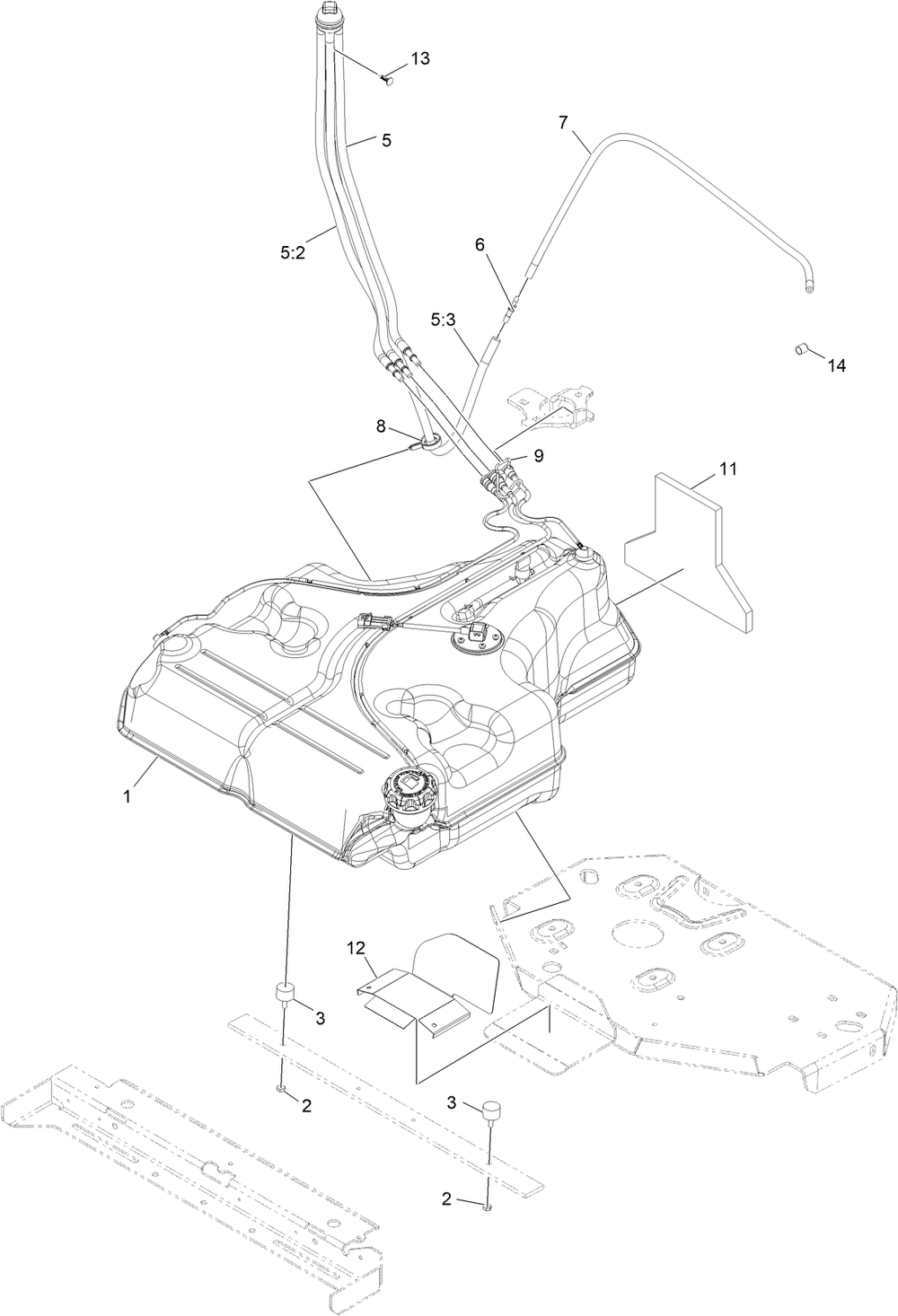 Fuel System Assembly Diagram and Parts List for 74090 414087804 - 999999999 Toro Lawn Tractor