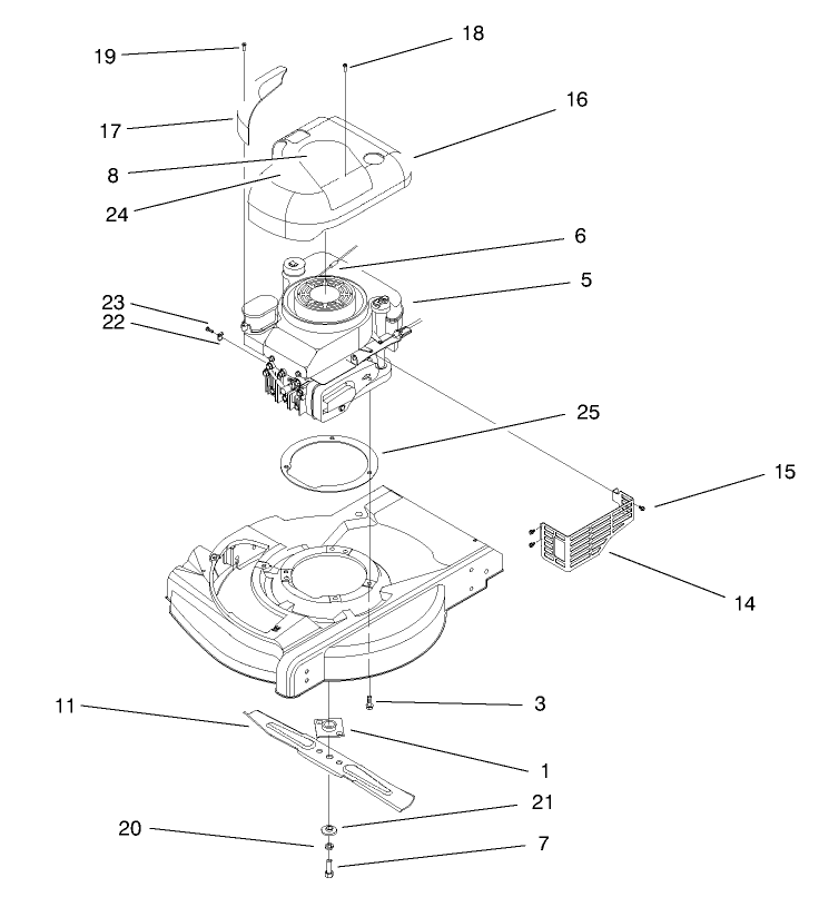Engine Assembly Diagram and Parts List for 20712 7900001 - 7999999 Toro Lawn Mower