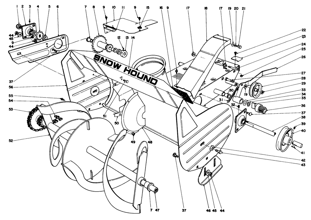 Auger Assembly Diagram and Parts List for 31304 4000001 - 4999999 Toro Snow Blower