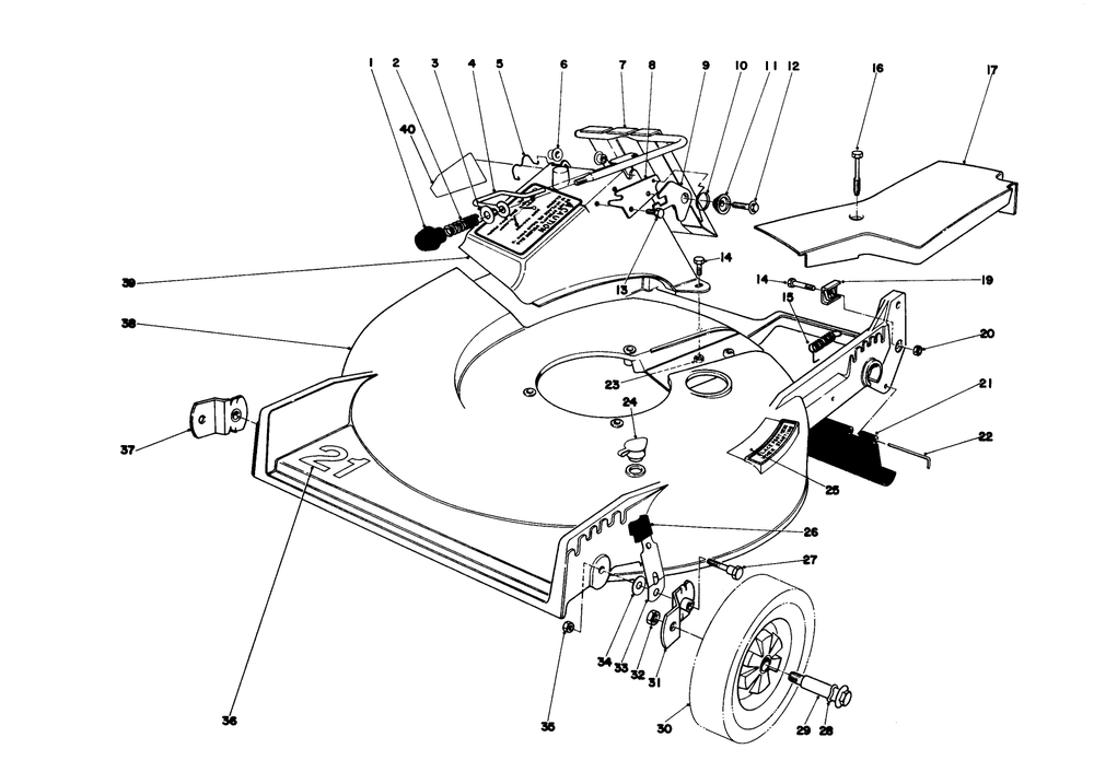 Housing Assembly Diagram and Parts List for 20810 0000001 - 0999999 Toro Lawn Mower