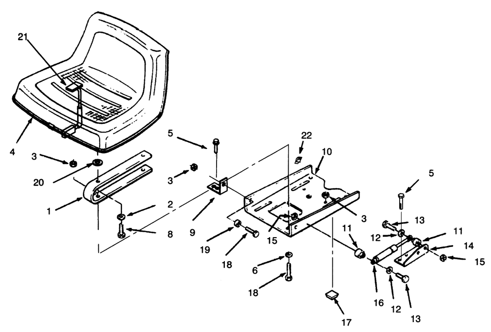 Seat Diagram and Parts List for 73401 5901261 - 5999999 Toro Lawn Tractor