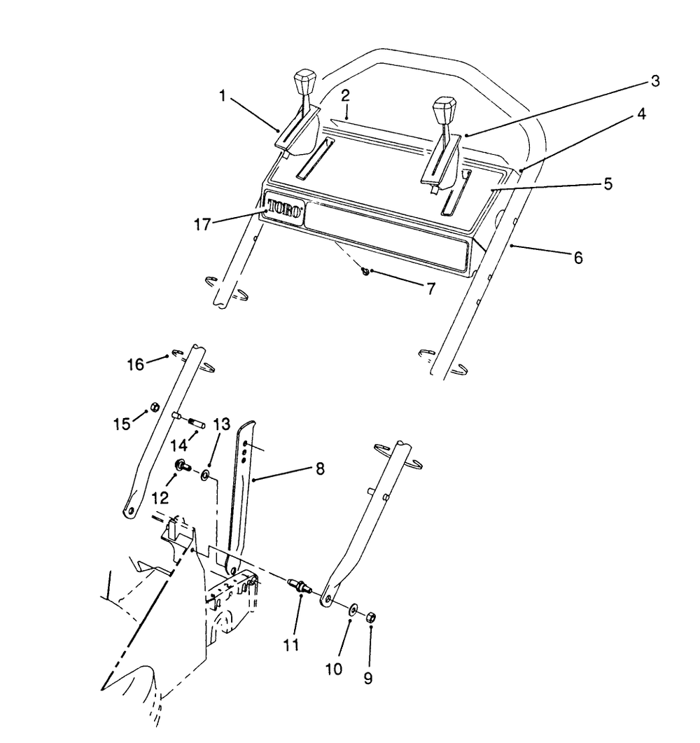 Handle Assembly Diagram and Parts List for 26622 0003101 - 0999999 Toro Lawn Mower