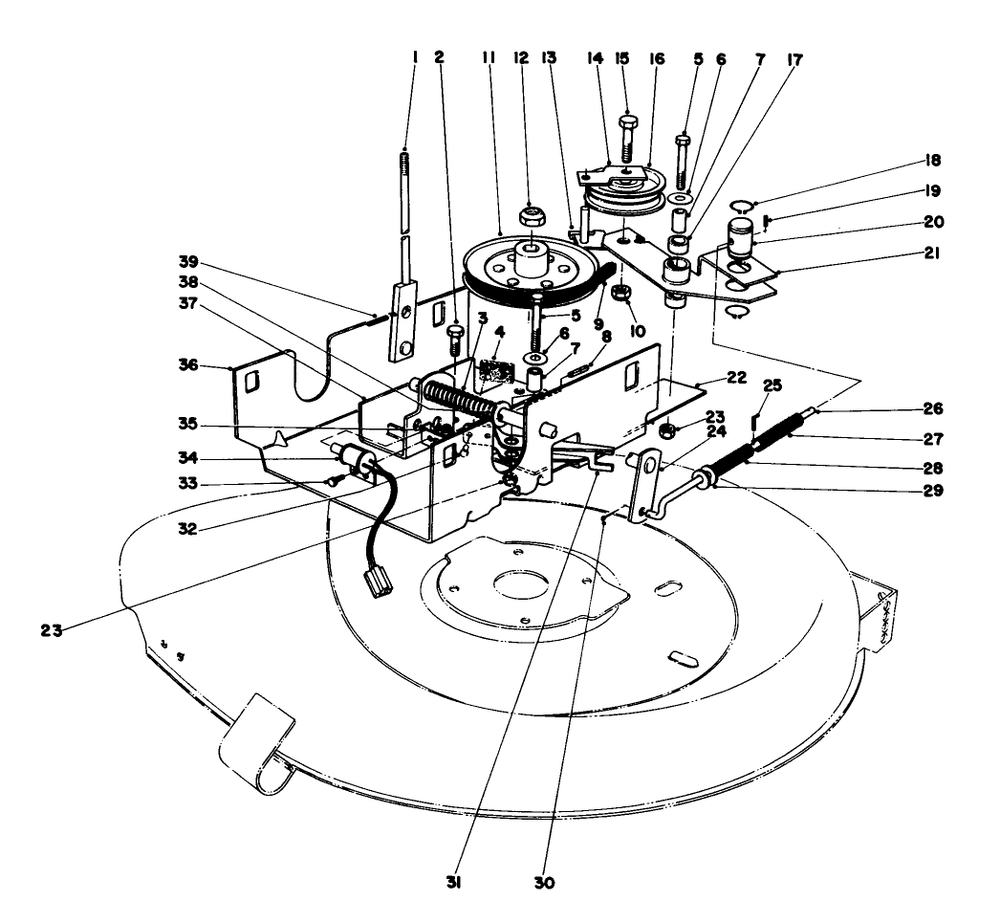 Blade Drive Assembly Diagram and Parts List for 56080 1000001 - 1999999 Toro Lawn Tractor