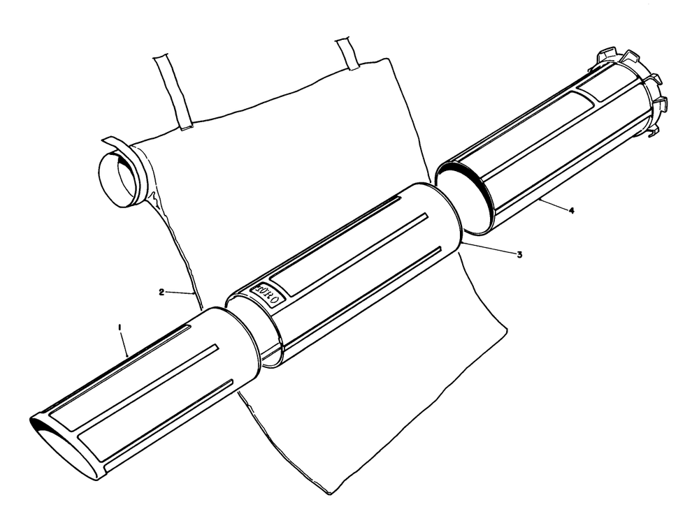 Vacuum Tube And Bagging Kit Model No. 51533 Diagram and Parts List for 51545 1000001 - 1999999 Toro Lawn Tractor Accessories