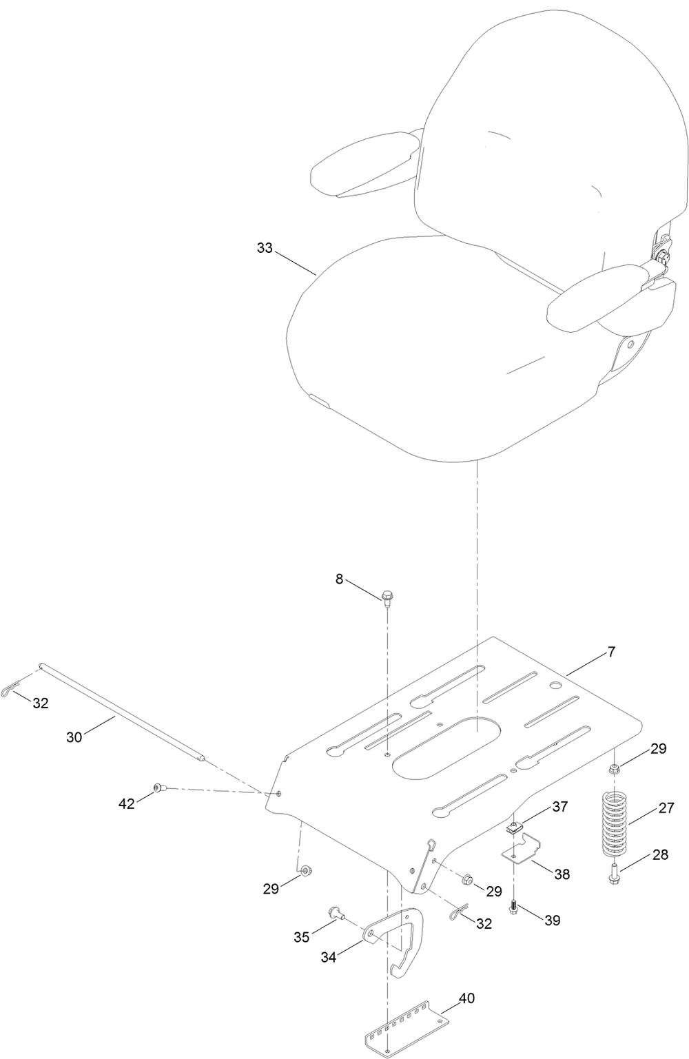 Seat Pan Assembly Diagram and Parts List for 74875 400000000 - 411899999 Toro Lawn Tractor