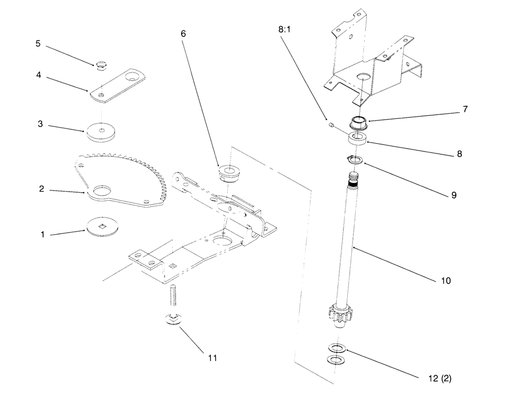 Lower Steering Diagram and Parts List for 72042 5900001 - 5900796 Toro Lawn Tractor