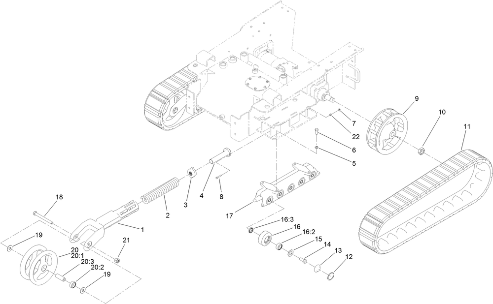 Track And Traction Assembly Diagram and Parts List for 22342HD 405700000 - 407399999 Toro Lawn Tractor Accessories
