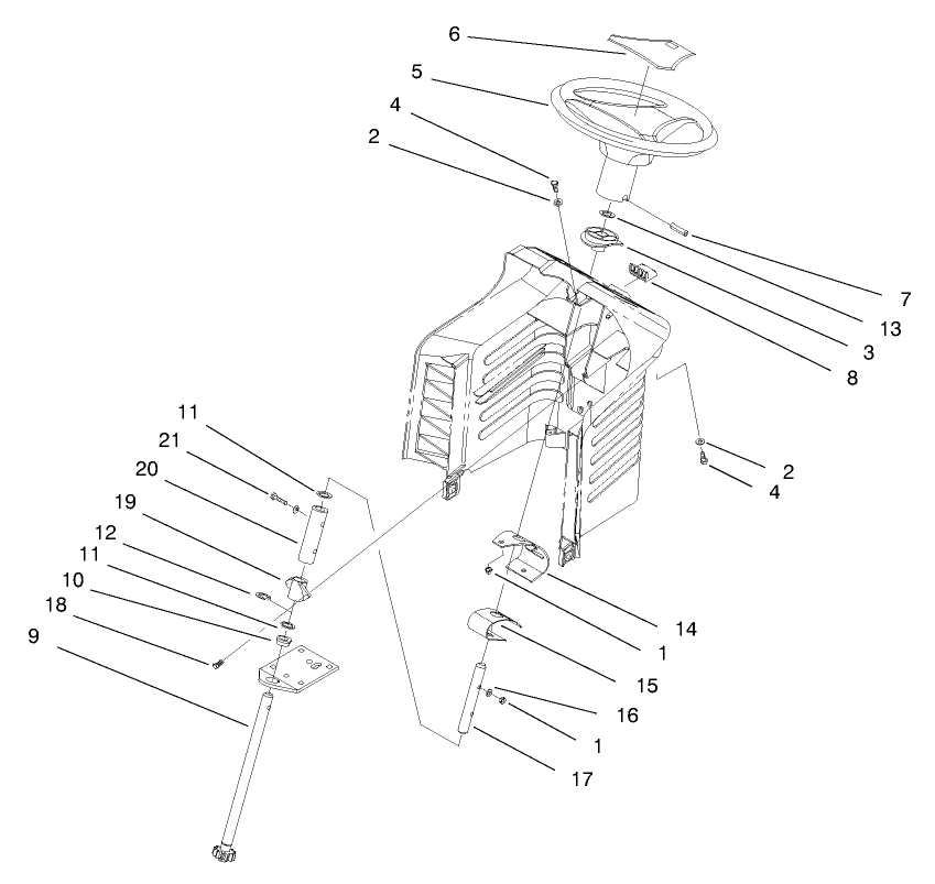 Steering Assembly Diagram and Parts List for 71205 6900001 - 6999999 Toro Lawn Tractor