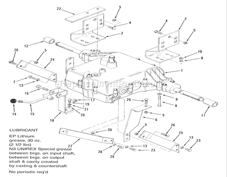 3 & 5-Speed Transmission Diagram and Parts List for F2-09K401 1988 Toro Lawn Tractor