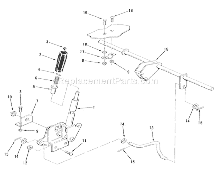 Attachment Lift Diagram and Parts List for F2-09K401 1988 Toro Lawn Tractor