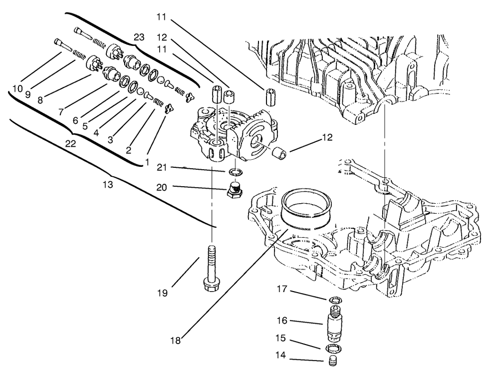 Center Case Diagram and Parts List for 72064 8900600 - 8999999 Toro Lawn Tractor