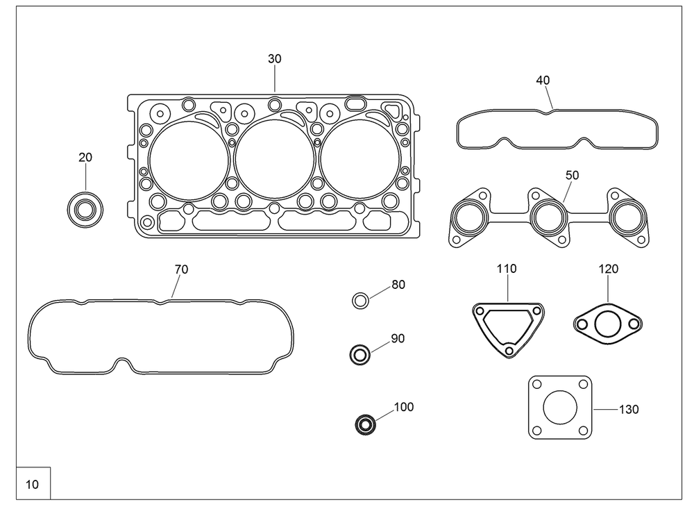 Upper Engine Gasket Kit Diagram and Parts List for 72264TE 406427909-406429999 Toro Lawn Mower