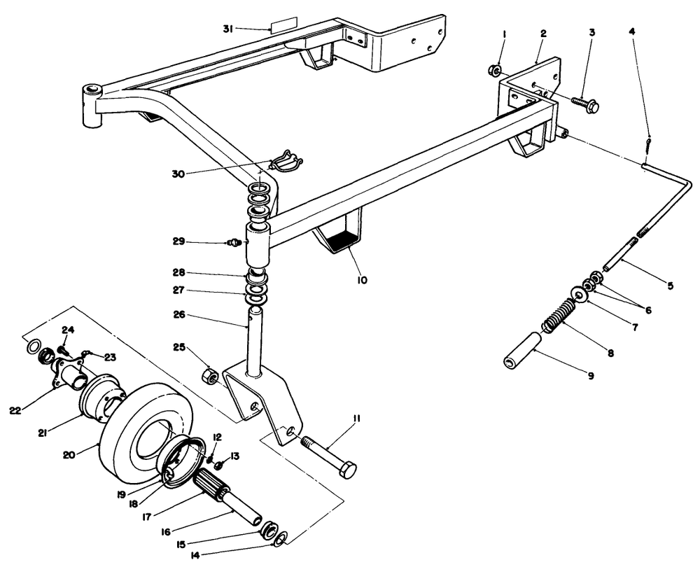 Carrier Frame Assembly Diagram and Parts List for 30144 600001 - 699999 Toro Lawn Mower