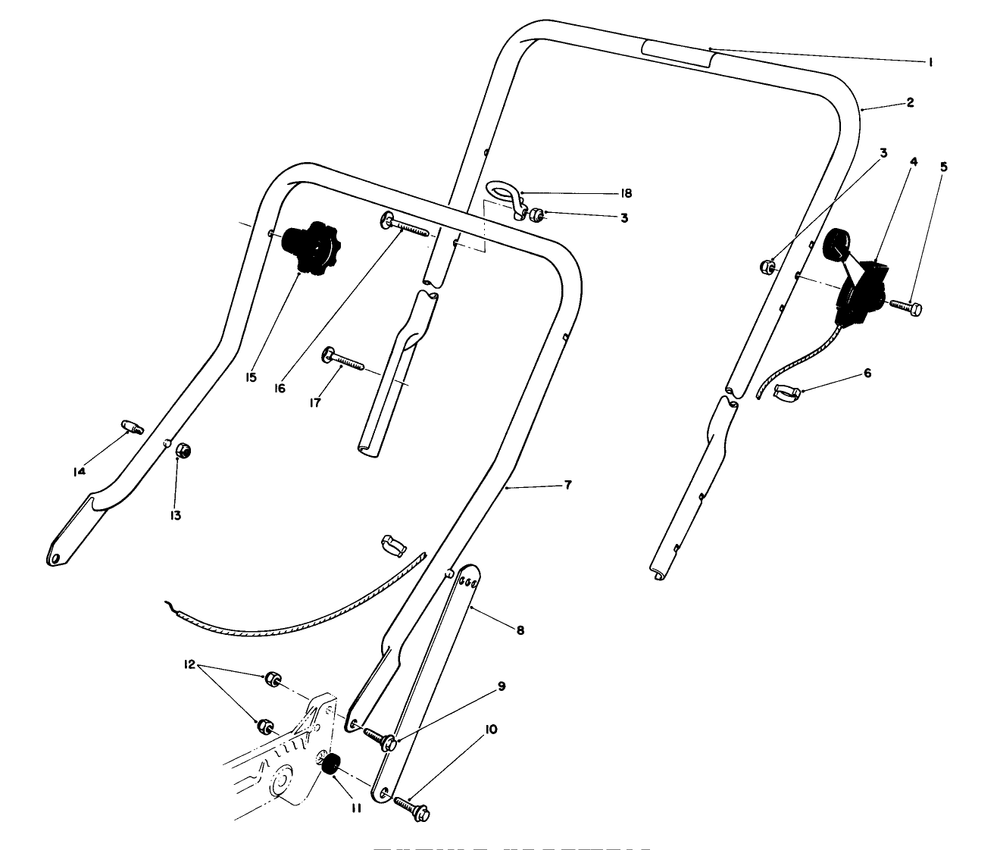 Handle Assembly Diagram and Parts List for 20531 8000001 - 8999999 Toro Lawn Mower