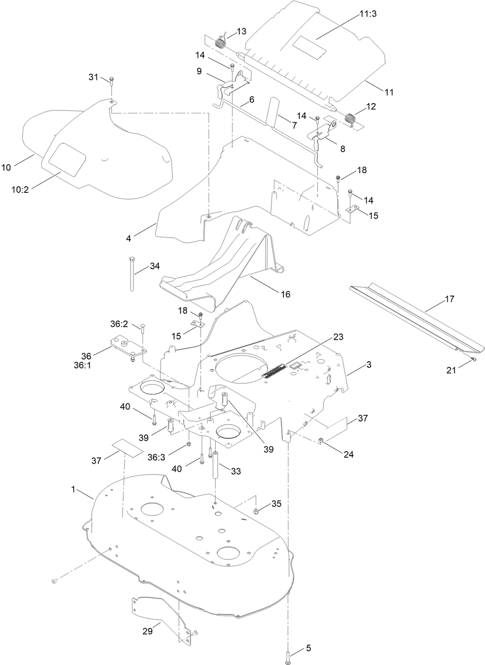 Housing Assembly Diagram and Parts List for 21199HD 407000000 - 412999999 Toro Lawn Mower