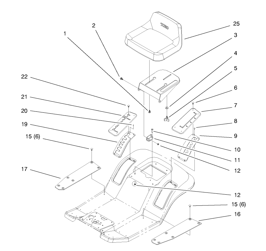 Seat Assembly Diagram and Parts List for 71189 7900001 - 7999999 Toro Lawn Tractor
