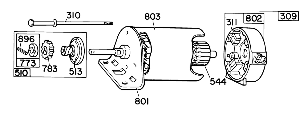12 Volt Starter Motor Briggs & Stratton No. 393852 Diagram and Parts List for 38150 6000001 - 6999999 Toro Snow Blower