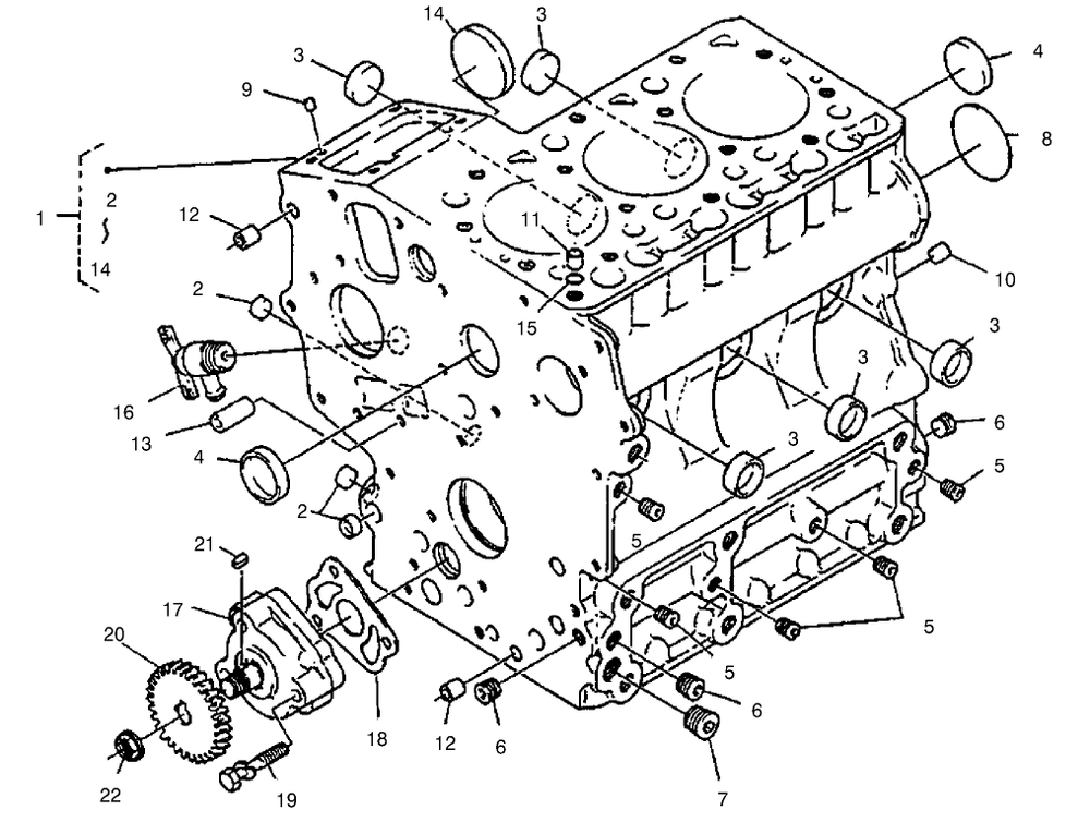 Crankcase Assembly Diagram and Parts List for 22302 990001 - 999999 Toro Lawn Tractor Accessories