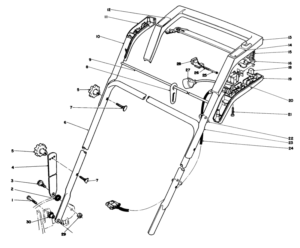 Handle Assembly Diagram and Parts List for 20564 8000001 - 8999999 Toro Lawn Mower