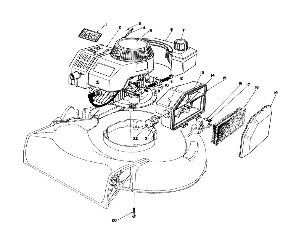 Engine Assembly Diagram and Parts List for 16585 8000001 - 8004251 Toro Lawn Mower
