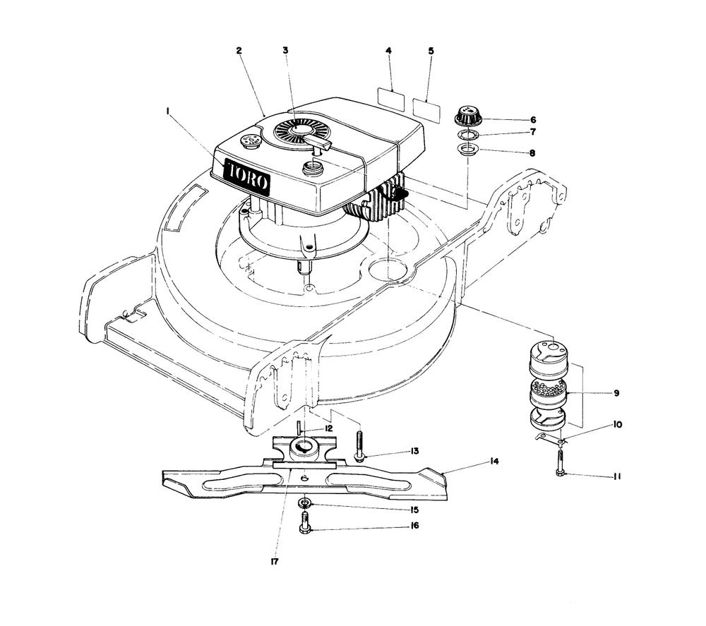 Engine Assembly Diagram and Parts List for 20758 0000001 - 0999999 Toro Lawn Mower