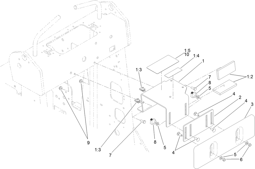 Thigh Support Assembly Diagram and Parts List for 22318 404320000 - 405709999 Toro Lawn Tractor Accessories
