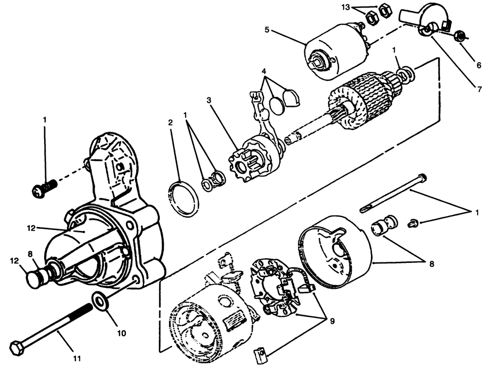 Starter-Onan P220g Type I/10808d Diagram and Parts List for 30620 490001 - 499999 Toro Lawn Tractor