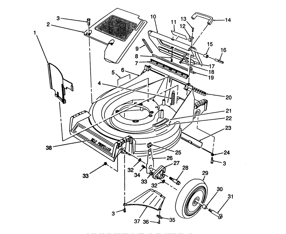 Housing Assembly Diagram and Parts List for 26622 0000001 - 0003100 Toro Lawn Mower