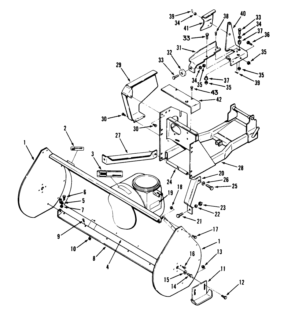 Auger Housing Assembly Diagram and Parts List for 06-44SC01 1000001 - 1999999 Toro Snow Blower