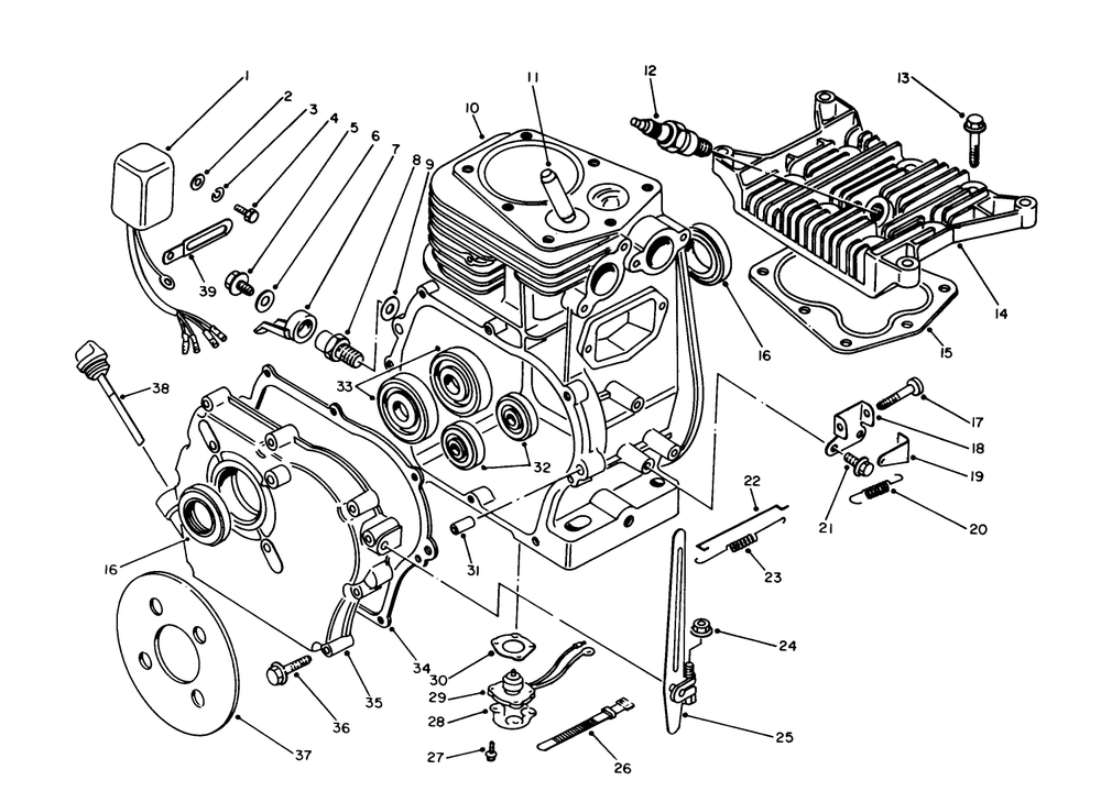 Engine Assembly Diagram and Parts List for 62027 4000001 - 4999999 Toro Generator