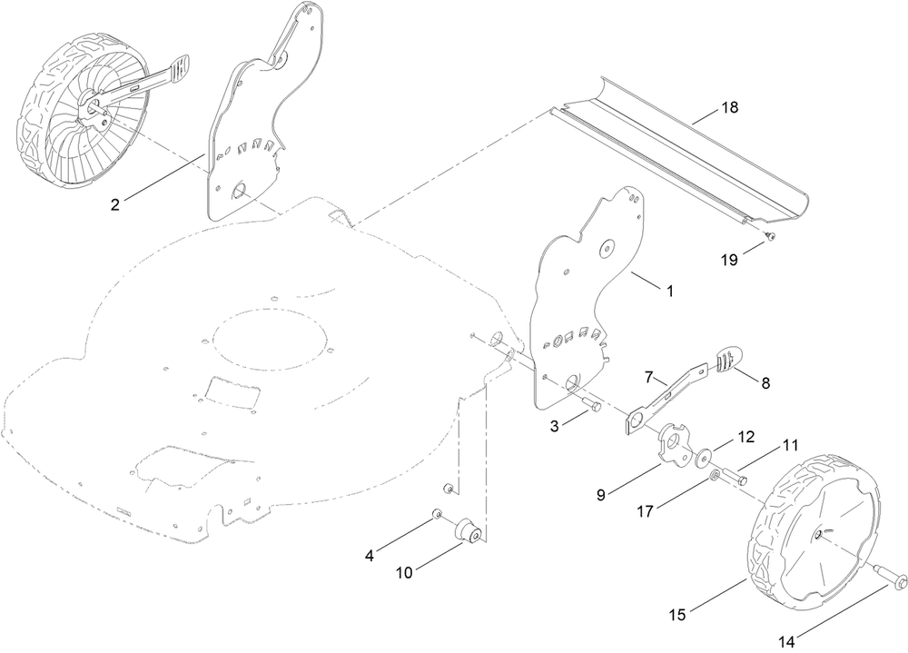Rear Wheel And Height-Of-Cut Assembly Diagram and Parts List for 21770 411913204 - 999999999 Toro Lawn Mower