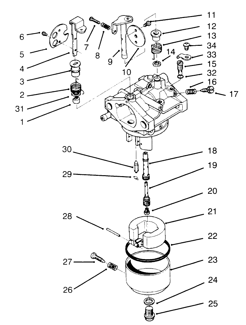 Carburetor Assembly Diagram and Parts List for 30166 590001 - 599999 Toro Lawn Tractor Accessories