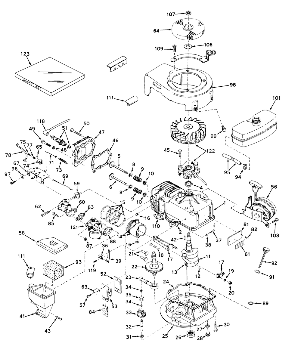 Engine Model No. Lav 30-30454j (Used On 18400) Diagram and Parts List for 18400 1000001 - 1999999 Toro Lawn Mower