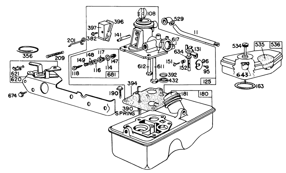 Carburetor Assembly-Engine Briggs & Stratton Model No. 92908-1844-01 Diagram and Parts List for 16600 8000001 - 8999999 Toro Lawn Mower