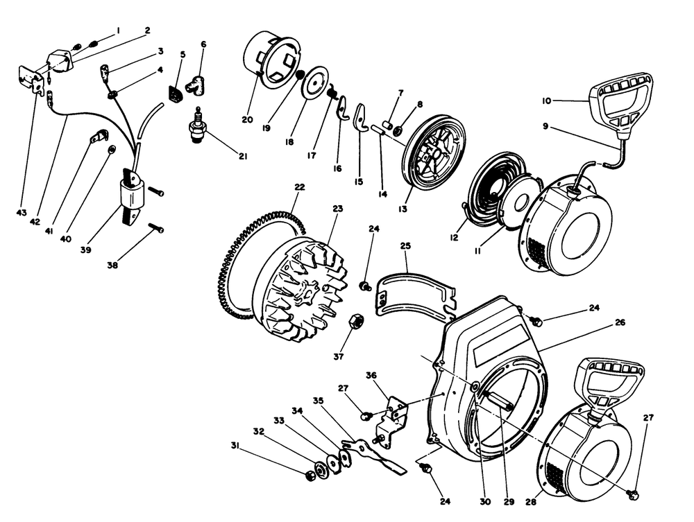 Ignition Assembly Diagram and Parts List for 38520 8000001 - 8999999 Toro Snow Blower