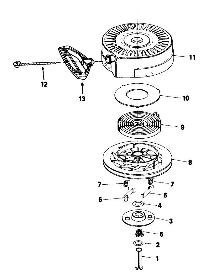 Rewind Starter No. 590646 Diagram and Parts List for 38054 1000001 - 1999999 Toro Snow Blower