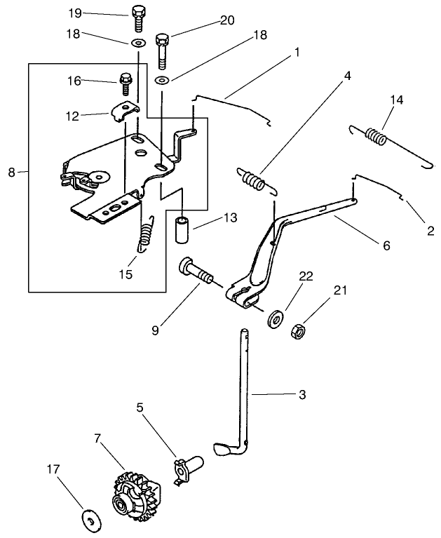 Governor Assembly Diagram and Parts List for 73545 8900001 - 8999999 Toro Lawn Tractor