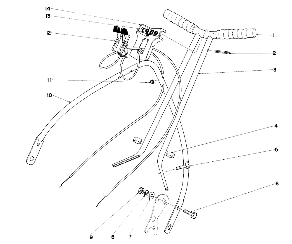 18" Sportlawn Handle Assembly Diagram and Parts List for 10323 4000001 - 4999999 Toro Lawn Mower
