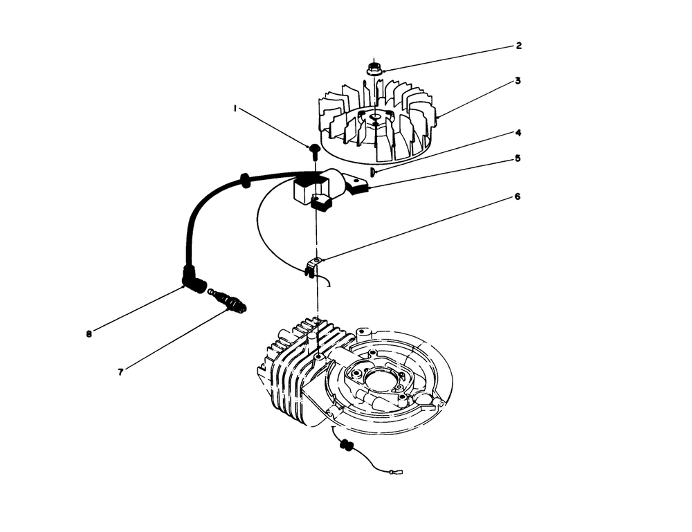 Flywheel & Magneto Assembly Diagram and Parts List for 20745C 5000001 - 5999999 Toro Lawn Mower