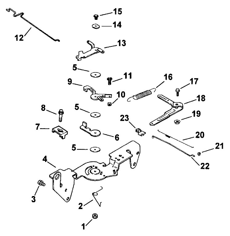 Engine Controls Diagram and Parts List for 74182 (890184-891199)(1998) Toro Lawn Tractor